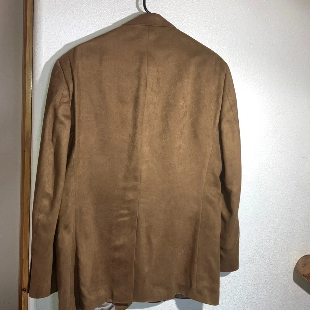 Vtg‎ Ralph Lauren Men's Camel Brown Moleskin Blazer Sport Coat Buttons Pockets